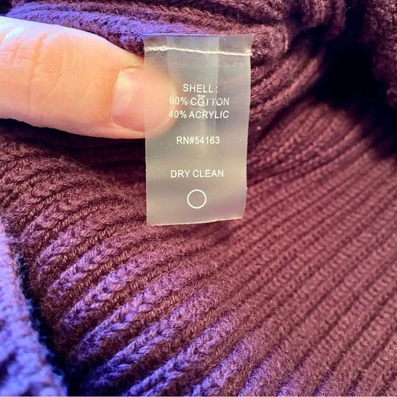 Tommy Hilfiger Purple Cowl Neck Cable Knit Sweater Dress size medium - Picture 4 of 6